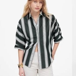 Madewell Oversized Pleated-Sleeve Button-Up Shirt XL